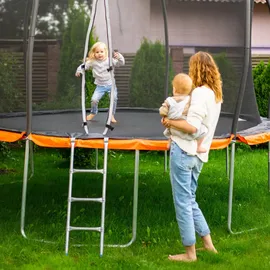 Relaxdays Trampolin Leiter zum Einhängen Blau/Silber 97 cm x 38 cm x 6 cm