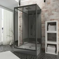 Komplettdusche SCHULTE Bali 85 x 115 x 215 cm schwarz - Schwarz