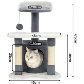 LIONTO Kratzbaum 65 cm grau/weiß