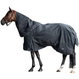 HKM 10967 Regendecke, abnehmbares Halsteil, Wasserdicht, Pferdedecke Schwarz, 145