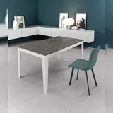 Stones Groß - Ausziehbarer Tisch (130/290 x 80 cm) aus weißem Melamin