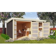 Karibu Gartenhaus Mühlentrup 3 Terragrau 404 cm x 332,5 cm