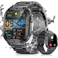 Smartwatch Herren, Touchscreen Smartwatch 400mAh Große Batterie, 100+ Sportmodi Fitnessuhr mit IP68 Wasserdicht Herzfrequenzmessung Schlafmonitor - Schwarz