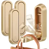 GD HUA 4 Stück Gold Kleiderhaken Klappbar, 90° Wandhalterung Unsichtbarer Klapphaken, Selbstklebende oder Perforierte Befestigung, Tragkraft 5kg, für Garderobe, Badezimmer, Küchen, Wohnzimmer