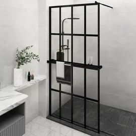 vidaXL Duschwand mit Ablage für Walk-In-Dusche Schwarz 118x190 cm ESG