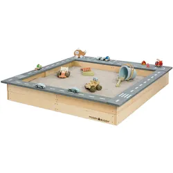 MUDDY BUDDY® Sandkasten Highway Hero mit Spielstraße und Staufächern, natur
