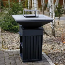 Kratki Grill / Feuerstelle Quadrum | mit Holzplatte | QUADRUM/BBQ/H/B