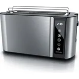 Arendo Toaster, 2 lange Schlitze, für 4 Scheiben, 1500 W, Langschlitz, Brötchenaufsatz, Wärmeisoliertes Gehäuse, Display, Touch, silber - Silber