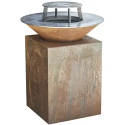 The Favilla Fuego Feuerschale mit Grillplatte & Plancha in Corten | Mit Grillring, Rostig