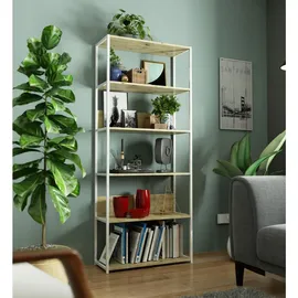 Akord Bücherregal 80 x 32 x 192 cm Weiß/Eiche Artisan
