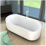 AcquaVapore freistehende Badewanne F26 170x80cm Whirlpool Luft - Wasser mit Armatur AF02