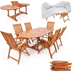 Garten-Sitzgruppe Vanamo 7-tlg Eukalyptusholz FSC®-zertifiziert Abdeckung