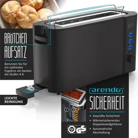 Arendo Frühstücksset, Wasserkocher mit Temperatureinstellung + Langschlitztoaster, Schwarz