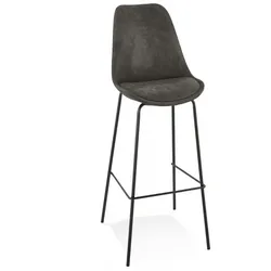 Barhocker Metall mit Textil Bezug | Barstuhl Gepolstert mit Rückenlehne | Mikrofaser Sitzhocker Industrie Design | Dunkelgrau | Kadima Design