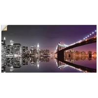 Artland Wandbild »New York Skyline nächtliche Reflektion«, Amerika, (1 St.), als Leinwandbild, Poster, Wandaufkleber in verschied. Größen, schwarz B/H: 100 cm x 50 cm