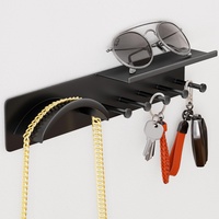 niffgaff Schlüsselbrett Schwarz, Schlüsselbrett mit SpezialhakenKann Taschen aufhängen, Schlüsselboard Ohne Bohren Wandmontage für Schlüssel Aufbewahrung an Eingang (31 * 6 * 4.7 cm)