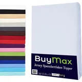 Buymax® Topper Spannbettlaken Jersey Spannbetttuch 100% Baumwolle Bettlaken, 180x200 cm, Weiß - Weiß