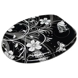 Sanilo WC-Sitz mit Absenkautomatik Motiv Blumen Schwarz
