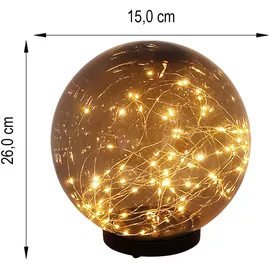 GLOBO 2er Set LED Solar Außen Tisch Lampe Garten Lichterkette Kugel Strahler Park Lampe rauch