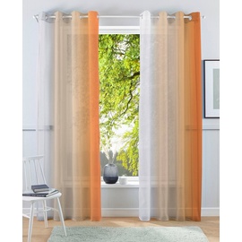 my home Gardine Valverde, my home, Ösen (2 St), transparent, Voile, Vorhang, 2-er Set, Fertiggardine, Farbverlauf orange 144 cm x 245 cm