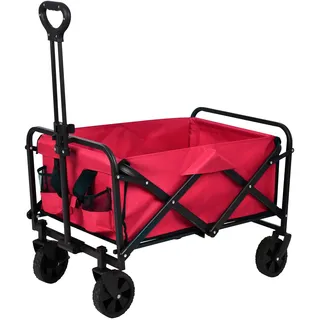 Bollerwagen - rot - faltbar - mit Tasche
