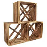 CHICCIE Weinregal Wino aus Holz Geflammt X Regal, Holzkiste