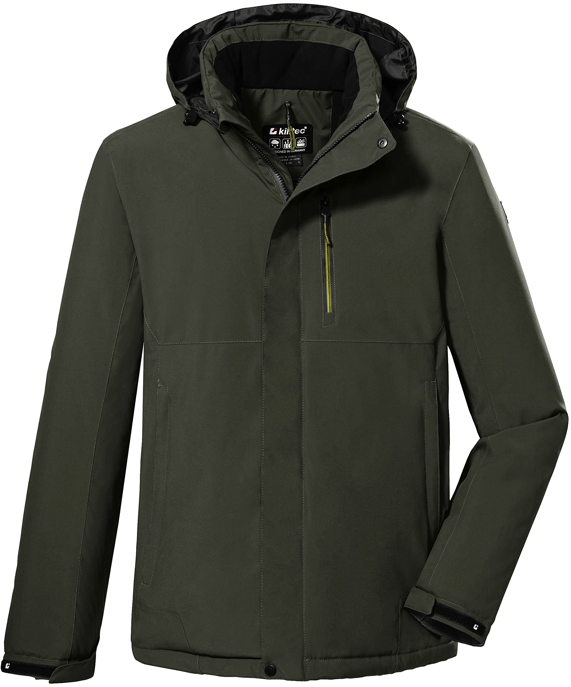 killtec Herren Outdoorjacke/Funktionsjacke mit einrollbarer Kapuze KOW 68 MN JCKT, dunkeloliv, S, 38648-000