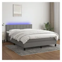 vidaXL Boxspringbett mit Matratze & LED Dunkelgrau 140x190 cm Stoff
