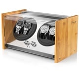 Watch Winder Smith Uhrenbeweger Box 4 für Automatikuhren, kompatibel, Handwerkskunst aus 100% Bambusholz, patentiertes Gehäuse, AC oder batteriebetrieben, super leiser japanischer Motor