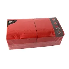 Papstar Servietten, 3-lagig 1/4-Falz rot