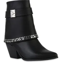 VAN HILL Damen Cowboy Boots in Schwarz - Schwarz