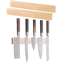 Rosenstein & Söhne 2er-Set durchgehende Magnet-Messerleisten, echtes Hevea-Holz, 36 cm