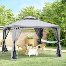 Outsunny Gartenpavillon 3 x 3 m inkl. 4 Seitenteile Hellgrau