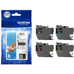 Brother Original LC421 Druckerpatrone 4er Multipack C/M/Y/K - 200 Seiten (LC421VAL)
