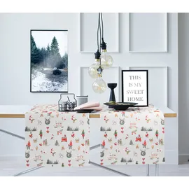 APELT Tischläufer "5821", grau (grau, rot), B:48cm L:140cm, Baumwolle, Polyester, Tischdecken