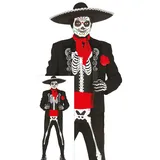 Fiestas Guirca Mexikanisches Skelett Halloween Kostüm Herren – Mariachi Anzug zum Tag der Toten – Día De Los Muertos Kostüm Herren Halloween 52 – 54 (L)