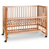 tiSsi XXL Anstell- / Beistellbett Hajo, Buche Natur 124x64 cm Lattenrost höhenverstellbar, zum Gitterbett umbaubar, sehr stabil, Babymöbel, Babybetten, Beistellbetten