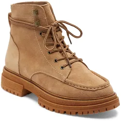 Stiefel ROXY "Work It", Gr. 8(38), gelb (tan), Obermaterial: 98% Leder, 2% Metall / Futter: 100% Textil [Chemiefaser] / Außensohle: 100% TPR, Schuhe Schnürboots