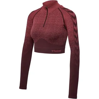 hummel hmlMT FADE Seamless 1/2-Zip langarm Sportshirt Damen 8133 - bitter chocolate/mineral red S