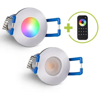 longlifeled gmbh Einbaustrahler Mini Livorno 3W RGBW IP65 - Farbe: silber - Anzahl: 2x