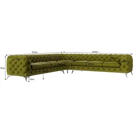 s-style möbel ECKSOFA Chesterfield Laura Olive Samt