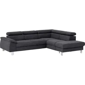 Cotta Ecksofa "Komaris L-Form, B: 249 cm", grau (lava), B:249cm H:72cm T:100cm, Microfaser PRIMABELLE (100% Polyester);Kunstleder SOFTLUX;Feinstruktur (100% Polyester);Kunstleder SOFTLUX/Struktur (100% Polyester);NaturLEDER, Sofas, Ecksofa, mit