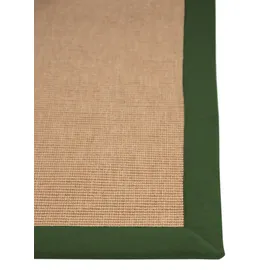 carpetfine Sisalteppich Sisal, auch als Läufer erhältlich, rechteckig, Höhe: 5 mm, mit farbiger Bordüre, Anti Rutsch Rückseite, viele Größen, Wohnzimmer grün 60 cm x 110 cm x 5 mm