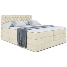altdecor Boxspringbett mit Matratze Topper, Polsterbett mit Bettkasten BOXI8 KING - 180x200 - Beige Monolith