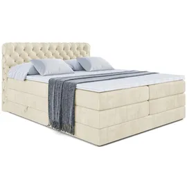 altdecor Boxspringbett mit Matratze Topper, Polsterbett mit Bettkasten BOXI8 KING - 180x200 - Beige Monolith