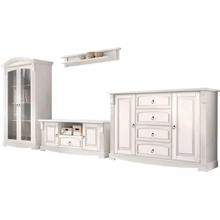 OTTO home Wohnwand Anna, (Set, 4-St), aus massiver Kiefer, FSC®, im romantischen Landhausstil weiß