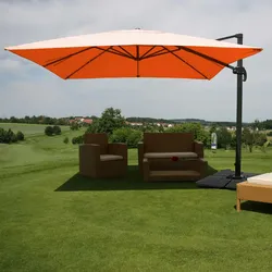 Mendler Gastronomie-Ampelschirm HWC-A96, Sonnenschirm, 3x4m (Ø5m) Polyester/Alu 26kg ~ terracotta mit Ständer