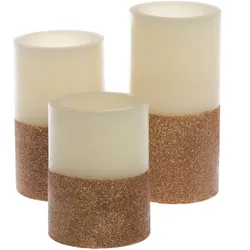 LED-Kerze "Silver Star, Weihnachtsdeko", gold (cremefarben, goldfarben), H:15cm Ø:7,5cm, Wachs, MYFLAIR MÖBEL & ACCESSOIRES, Kerzen
