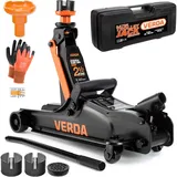 Verda Hydraulischer Wagenheber 2,5T 85-365 mm, 3X Gummiauflage, Koffer, Montagehandschuhe Autoheber Rangierwagenheber Reifenwechsel PKW Geländewagen Wohnmobil