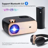 Mini-Projektor, 12000 Lumen, 340 ANSI, Full HD 1080P Projektor, WiFi Bluetooth Andorid mit Touchscreen-Tasten, 120 Zoll Heimkino-Projektor Smartphone - Schwarz